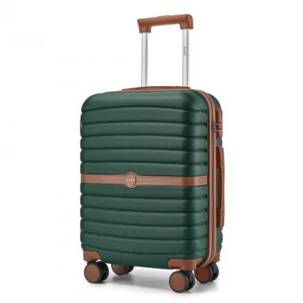 Miss Lulu London KSK2592 - Kono ABS+PC-Bordgepäckkoffer 20 Zoll  Streifendesign és Farbblockdetails,  geräuschlosen Spinnerrädern - Dunkelgrün és barna