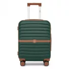 Miss Lulu London KSK2592 - Kono ABS+PC-Bordgepäckkoffer 20 Zoll  Streifendesign és Farbblockdetails,  geräuschlosen Spinnerrädern - Dunkelgrün és barna