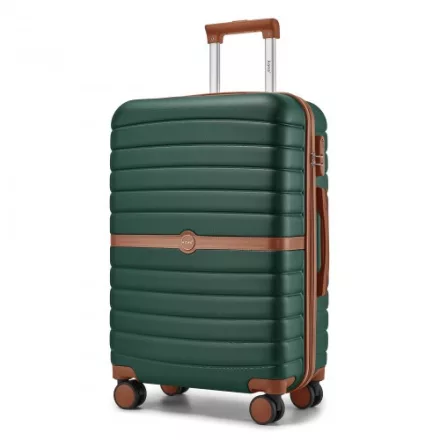 Miss Lulu London KSK2592 - Kono ABS+PC-Mittelkoffer 24 Zoll  Streifendesign és Farbblockdetails,  geräuschlosen Spinnerrädern - Dunkelgrün és barna