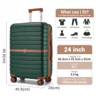 Miss Lulu London KSK2592 - Kono ABS+PC-Mittelkoffer 24 Zoll  Streifendesign és Farbblockdetails,  geräuschlosen Spinnerrädern - Dunkelgrün és barna