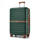 Miss Lulu London KSK2592 - Kono Groß checked bőrönd utazótáska  ABS+PC  28 Zoll, Streifendesign és Farbblockdetails  längere Reisen - Dunkelgrün és barna