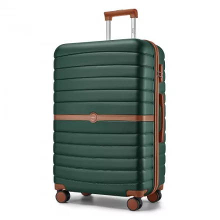 Miss Lulu London KSK2592 - Kono Groß checked bőrönd utazótáska  ABS+PC  28 Zoll, Streifendesign és Farbblockdetails  längere Reisen - Dunkelgrün és barna