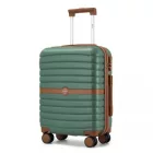 Miss Lulu London KSK2592 - Kono ABS+PC-Bordgepäckkoffer 20 Zoll  Streifendesign és Farbblockdetails,  geräuschlosen Spinnerrädern - zöld és barna