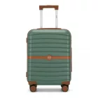 Miss Lulu London KSK2592 - Kono ABS+PC-Bordgepäckkoffer 20 Zoll  Streifendesign és Farbblockdetails,  geräuschlosen Spinnerrädern - zöld és barna