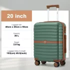 Miss Lulu London KSK2592 - Kono ABS+PC-Bordgepäckkoffer 20 Zoll  Streifendesign és Farbblockdetails,  geräuschlosen Spinnerrädern - zöld és barna