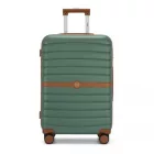 Miss Lulu London KSK2592 - Kono ABS+PC-Mittelkoffer 24 Zoll  Streifendesign és Farbblockdetails,  geräuschlosen Spinnerrädern - zöld és barna