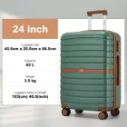 Miss Lulu London KSK2592 - Kono ABS+PC-Mittelkoffer 24 Zoll  Streifendesign és Farbblockdetails,  geräuschlosen Spinnerrädern - zöld és barna