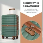Miss Lulu London KSK2592 - Kono Groß checked bőrönd utazótáska  ABS+PC  28 Zoll, Streifendesign és Farbblockdetails  längere Reisen - zöld és barna