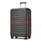 Miss Lulu London KSK2592 - Kono Groß checked bőrönd utazótáska  ABS+PC  28 Zoll, Streifendesign és Farbblockdetails  längere Reisen - szürke és barna