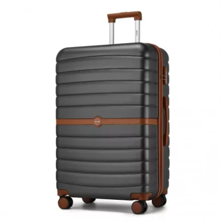 Miss Lulu London KSK2592 - Kono Groß checked bőrönd utazótáska  ABS+PC  28 Zoll, Streifendesign és Farbblockdetails  längere Reisen - szürke és barna