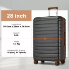Miss Lulu London KSK2592 - Kono Groß checked bőrönd utazótáska  ABS+PC  28 Zoll, Streifendesign és Farbblockdetails  längere Reisen - szürke és barna
