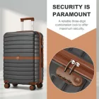 Miss Lulu London KSK2592 - Kono Groß checked bőrönd utazótáska  ABS+PC  28 Zoll, Streifendesign és Farbblockdetails  längere Reisen - szürke és barna