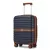 Miss Lulu London KSK2592 - Kono ABS+PC-Bordgepäckkoffer 20 Zoll  Streifendesign és Farbblockdetails,  geräuschlosen Spinnerrädern - Marineblau és barna