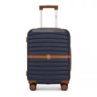 Miss Lulu London KSK2592 - Kono ABS+PC-Bordgepäckkoffer 20 Zoll  Streifendesign és Farbblockdetails,  geräuschlosen Spinnerrädern - Marineblau és barna