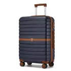 Miss Lulu London KSK2592 - Kono ABS+PC-Mittelkoffer 24 Zoll  Streifendesign és Farbblockdetails,  geräuschlosen Spinnerrädern - Marineblau és barna