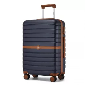   Miss Lulu London KSK2592 - Kono ABS+PC-Mittelkoffer 24 Zoll  Streifendesign és Farbblockdetails,  geräuschlosen Spinnerrädern - Marineblau és barna