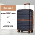 Miss Lulu London KSK2592 - Kono ABS+PC-Mittelkoffer 24 Zoll  Streifendesign és Farbblockdetails,  geräuschlosen Spinnerrädern - Marineblau és barna