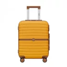 Miss Lulu London KSK2592 - Kono ABS+PC-Bordgepäckkoffer 20 Zoll  Streifendesign és Farbblockdetails,  geräuschlosen Spinnerrädern - sárga és barna