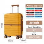 Miss Lulu London KSK2592 - Kono ABS+PC-Bordgepäckkoffer 20 Zoll  Streifendesign és Farbblockdetails,  geräuschlosen Spinnerrädern - sárga és barna