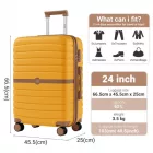 Miss Lulu London KSK2592 - Kono ABS+PC-Mittelkoffer 24 Zoll  Streifendesign és Farbblockdetails,  geräuschlosen Spinnerrädern - sárga és barna