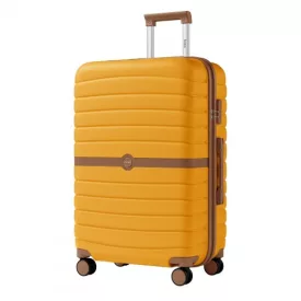   Miss Lulu London KSK2592 - Kono Groß checked bőrönd utazótáska  ABS+PC  28 Zoll, Streifendesign és Farbblockdetails  längere Reisen - sárga és barna