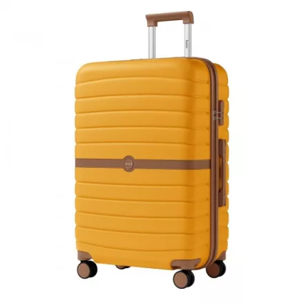 Miss Lulu London KSK2592 - Kono Groß checked bőrönd utazótáska  ABS+PC  28 Zoll, Streifendesign és Farbblockdetails  längere Reisen - sárga és barna