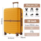 Miss Lulu London KSK2592 - Kono Groß checked bőrönd utazótáska  ABS+PC  28 Zoll, Streifendesign és Farbblockdetails  längere Reisen - sárga és barna