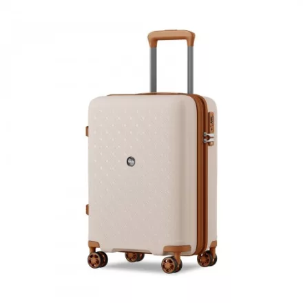 Miss Lulu London KSK2594 - Kono PP 20-Zoll-Hartschale-ausziehbares Gepäck – Leichter bőrönd  TSA-zár & integriertem Becherhalter - bézs és barna