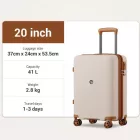 Miss Lulu London KSK2594 - Kono PP 20-Zoll-Hartschale-ausziehbares Gepäck – Leichter bőrönd  TSA-zár & integriertem Becherhalter - bézs és barna