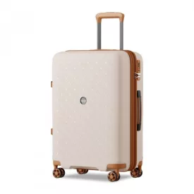   Miss Lulu London KSK2594 - Kono PP 24-Zoll-Hartschale-ausziehbares Gepäck – Leichter bőrönd  TSA-zár & integriertem Becherhalter - bézs és barna
