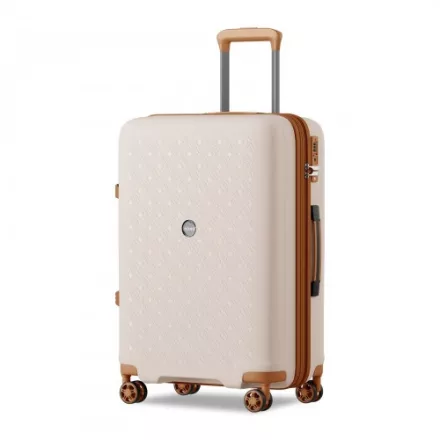 Miss Lulu London KSK2594 - Kono PP 24-Zoll-Hartschale-ausziehbares Gepäck – Leichter bőrönd  TSA-zár & integriertem Becherhalter - bézs és barna