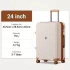 Miss Lulu London KSK2594 - Kono PP 24-Zoll-Hartschale-ausziehbares Gepäck – Leichter bőrönd  TSA-zár & integriertem Becherhalter - bézs és barna
