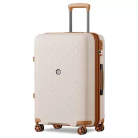   Miss Lulu London KSK2594 - Kono PP 28-Zoll-Hartschale-ausziehbares Gepäck – Leichter bőrönd  TSA-zár & integriertem Becherhalter - bézs és barna