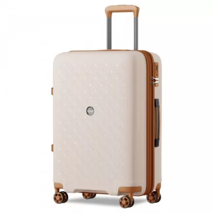 Miss Lulu London KSK2594 - Kono PP 28-Zoll-Hartschale-ausziehbares Gepäck – Leichter bőrönd  TSA-zár & integriertem Becherhalter - bézs és barna