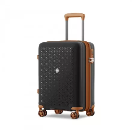 Miss Lulu London KSK2594 - Kono PP 20-Zoll-Hartschale-ausziehbares Gepäck – Leichter bőrönd  TSA-zár & integriertem Becherhalter - fekete és barna
