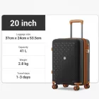 Miss Lulu London KSK2594 - Kono PP 20-Zoll-Hartschale-ausziehbares Gepäck – Leichter bőrönd  TSA-zár & integriertem Becherhalter - fekete és barna