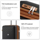 Miss Lulu London KSK2594 - Kono PP 20-Zoll-Hartschale-ausziehbares Gepäck – Leichter bőrönd  TSA-zár & integriertem Becherhalter - fekete és barna