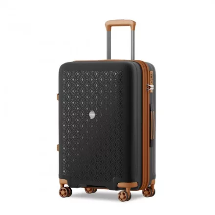 Miss Lulu London KSK2594 - Kono PP 24-Zoll-Hartschale-ausziehbares Gepäck – Leichter bőrönd  TSA-zár & integriertem Becherhalter - fekete és barna