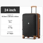 Miss Lulu London KSK2594 - Kono PP 24-Zoll-Hartschale-ausziehbares Gepäck – Leichter bőrönd  TSA-zár & integriertem Becherhalter - fekete és barna