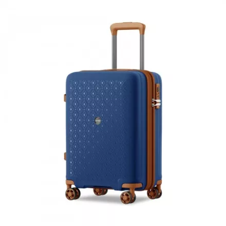 Miss Lulu London KSK2594 - Kono PP 20-Zoll-Hartschale-ausziehbares Gepäck – Leichter bőrönd  TSA-zár & integriertem Becherhalter - Marineblau és barna