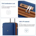 Miss Lulu London KSK2594 - Kono PP 20-Zoll-Hartschale-ausziehbares Gepäck – Leichter bőrönd  TSA-zár & integriertem Becherhalter - Marineblau és barna