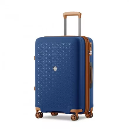 Miss Lulu London KSK2594 - Kono PP 24-Zoll-Hartschale-ausziehbares Gepäck – Leichter bőrönd  TSA-zár & integriertem Becherhalter - Marineblau és barna