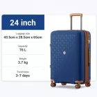 Miss Lulu London KSK2594 - Kono PP 24-Zoll-Hartschale-ausziehbares Gepäck – Leichter bőrönd  TSA-zár & integriertem Becherhalter - Marineblau és barna