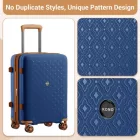 Miss Lulu London KSK2594 - Kono PP 24-Zoll-Hartschale-ausziehbares Gepäck – Leichter bőrönd  TSA-zár & integriertem Becherhalter - Marineblau és barna