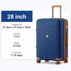 Miss Lulu London KSK2594 - Kono PP 28-Zoll-Hartschale-ausziehbares Gepäck – Leichter bőrönd  TSA-zár & integriertem Becherhalter - Marineblau és barna