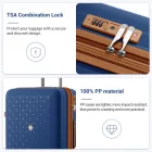 Miss Lulu London KSK2594 - Kono PP 28-Zoll-Hartschale-ausziehbares Gepäck – Leichter bőrönd  TSA-zár & integriertem Becherhalter - Marineblau és barna