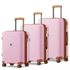   Miss Lulu London KSK2594 - Kono PP 20/24/28-Zoll-Hartschale-ausziehbares Gepäck – Leichter bőrönd  TSA-zár & integriertem Becherhalter - rózsaszín és barna