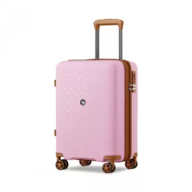   Miss Lulu London KSK2594 - Kono PP 20-Zoll-Hartschale-ausziehbares Gepäck – Leichter bőrönd  TSA-zár & integriertem Becherhalter - rózsaszín és barna