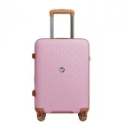 Miss Lulu London KSK2594 - Kono PP 20-Zoll-Hartschale-ausziehbares Gepäck – Leichter bőrönd  TSA-zár & integriertem Becherhalter - rózsaszín és barna