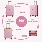 Miss Lulu London KSK2594 - Kono PP 20-Zoll-Hartschale-ausziehbares Gepäck – Leichter bőrönd  TSA-zár & integriertem Becherhalter - rózsaszín és barna